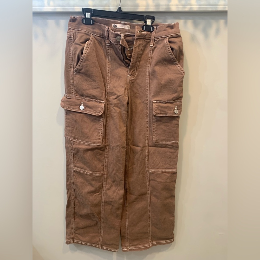 SO Goods For Life Juniors Size 7 Brown High Rise Cargo Wide Leg + Some Stretch